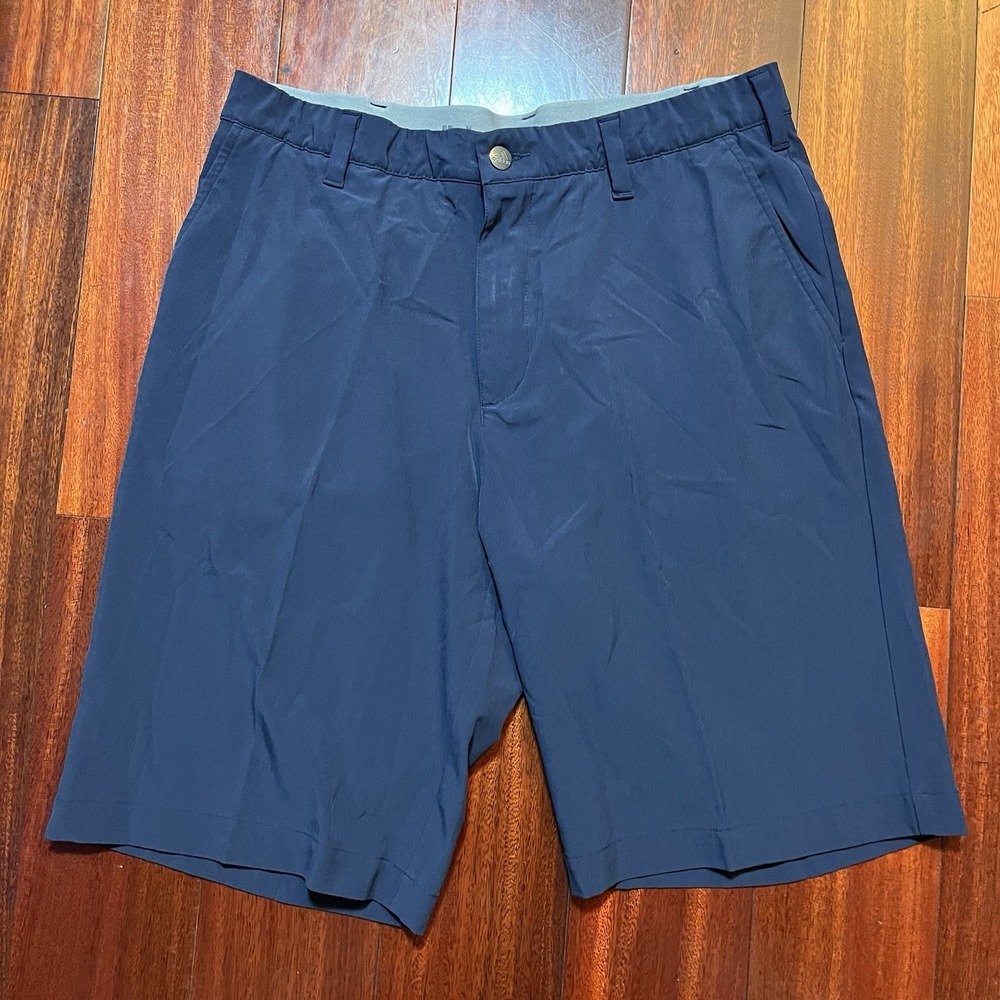 Adidas Shorts Mens 33 10" Inseam Striped Performance Golf Stretch Blue EUC